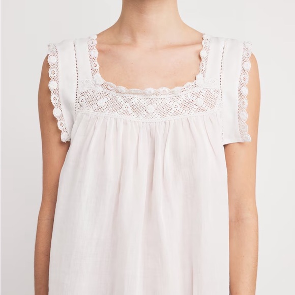 Doen Almadia Ramie Lace Square Neck Short Sleeve Mini Dress Salt - Picture 4 of 14